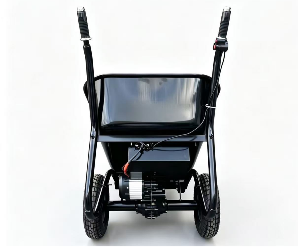 Rear View of QTP200E-P Two-Wheel Electric Wheelbarrow